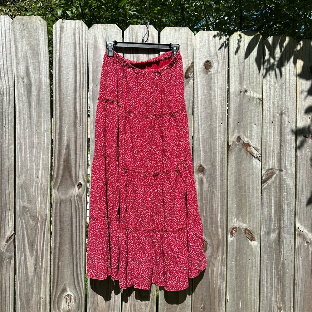 Brandy Melville Red Floral Maxi Skirt